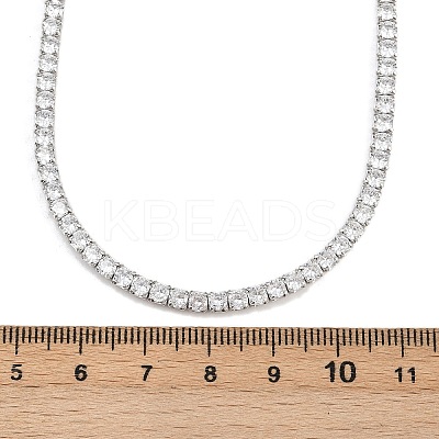 925 Sterling Silver Pave Crystal Cubic Zirconia Tennis Necklaces for Women NJEW-C096-01B-P02-1