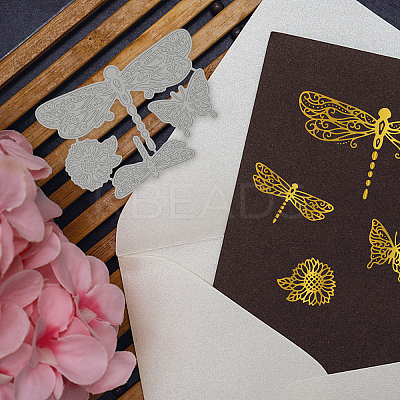 Dragonfly Pattern Carbon Steel Hot Foil Plate Metal Dies DIY-WH0226-046-1