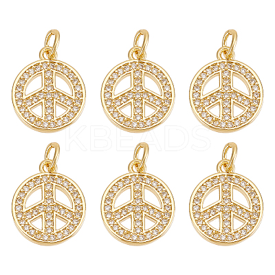 Brass Micro Pave Clear Cubic Zirconia Pendants KK-BC0013-89-1