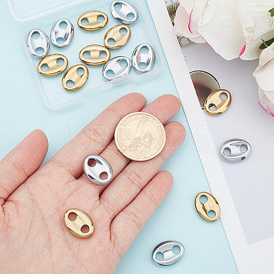 16Pcs 2 Colors PVD Vacuum Plating Non-magnetic Synthetic Hematite Connector Charms G-AR0004-77-1