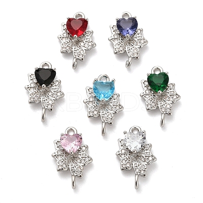 Glass Heart Connector Charms KK-M314-15P-1