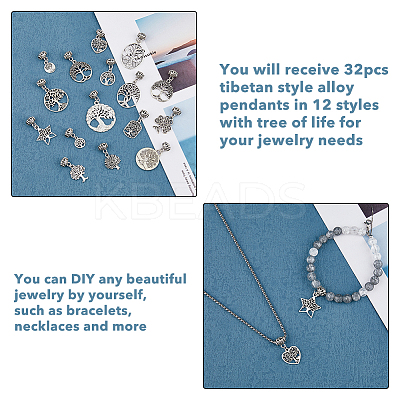 32Pcs Tibetan Style Alloy Pendants PALLOY-PH01355-1