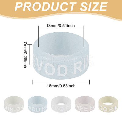50Pcs 5 Colros Luminous Silicone Anti-Skid Ring SIL-GO0001-23-1