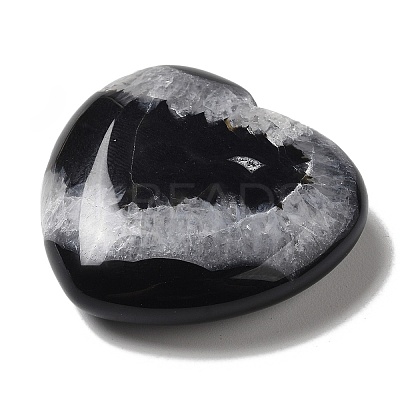 Natural Dyed & Heated Dyed & Heated Black Agate Love Heart Ornaments DJEW-Z007-01A-1