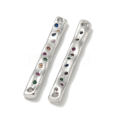 Brass Pave Colorful Cubic Zirconia Connector Charms KK-K378-13P-1