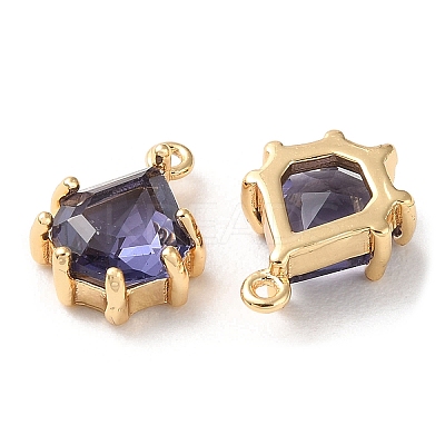 Real 18K Gold Plated Brass Micro Pave Cubic Zirconia Charms KK-Q779-08G-03-1