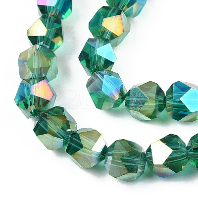 Electroplate Transparent Glass Beads Strands EGLA-T019-06F-1