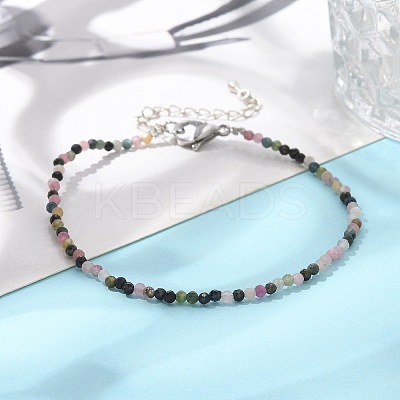 Natural Multicolor Tourmaline Bead Bracelets X-BJEW-JB04555-06-1