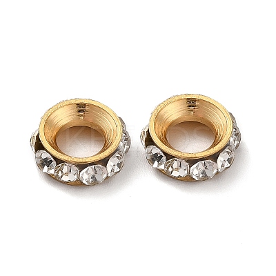 Ion Plating(IP) 202 Stainless Steel Rhinestone European Beads STAS-E192-10G-1