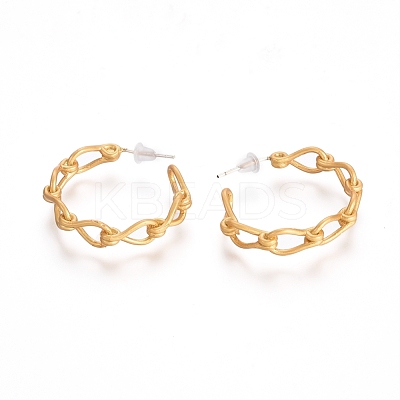 Semicircular Brass Stud Earrings EJEW-E196-12MG-1