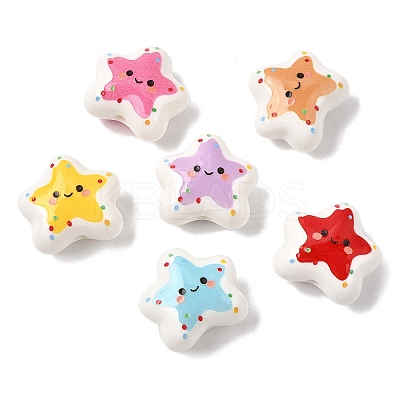 Printed Opaque Acrylic Beads OACR-Z039-05-1