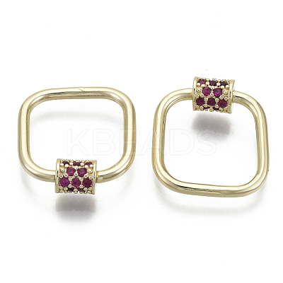 Brass Micro Pave Cubic Zirconia Screw Carabiner Lock Charms KK-R136-064E-NF-1