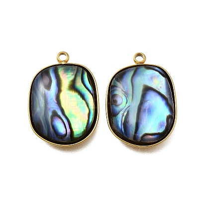 304 Stainless Steel Pave Natural Paua Shell Pendants STAS-Z125-01B-G-1