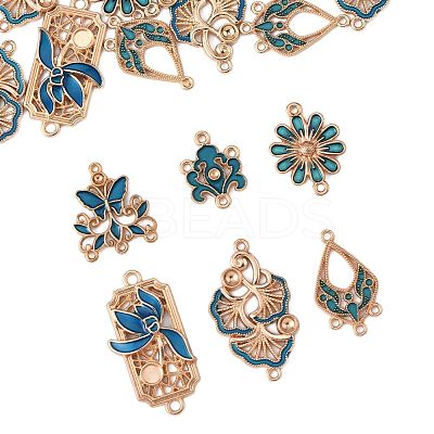 36Pcs 6 Styles Alloy Enamel Connector Charms FIND-FS0004-46C-1