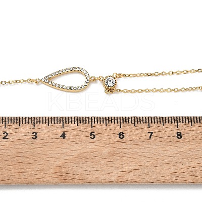 304 Stainless Steel Crystal Rhinestone Pendant Y Necklaces for Women NJEW-F375-01G-04-1
