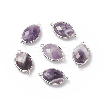 Platinum Tone Brass Amethyst Links connectors G-F339-B10-1