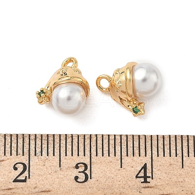 Brass Micro Pave Clear Cubic Zirconia Charms KK-B160-05G-1