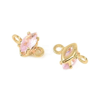 Brass Pave Cubic Zirconia Horse Eye Connector Charms KK-P347-03G-01-1