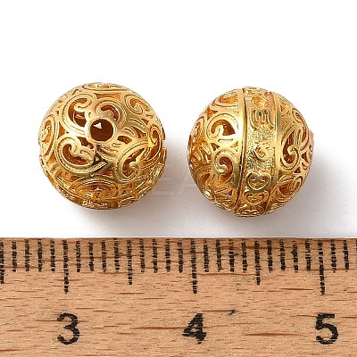 Rack Plating Hollow Brass Beads KK-P276-02C-G-1