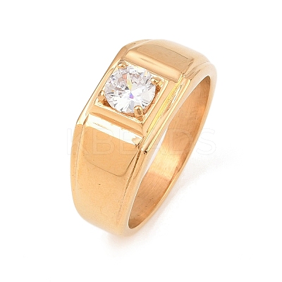 304 Stainless Steel Micro Pave Cubic Zirconia Finger Rings LS-RJEW-D336-08G-1
