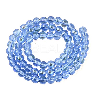 Transparent Electroplate Glass Beads Strands EGLA-Q132-6MM-01A-16-1