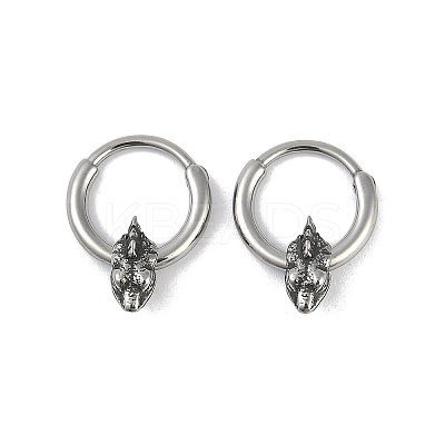 Dinosaur Head 316 Surgical Stainless Steel Hoop Earrings EJEW-G416-23AS-1