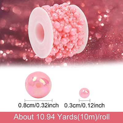 10M ABS Plastic Imitation Pearl Beaded Trim Garland Strand AJEW-YW0001-48B-1