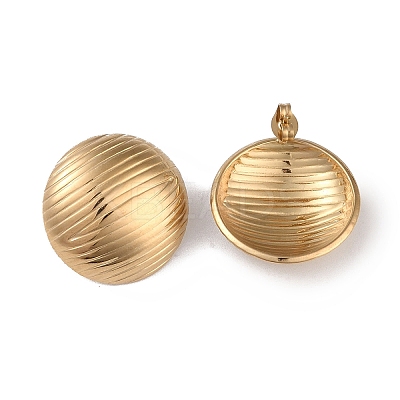 Texture Half Round 304 Stainless Steel Stud Earrings for Women EJEW-L283-048G-1