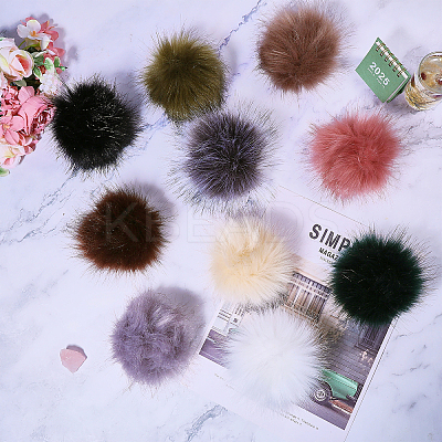 12Pcs 12 Colors Faux Fox Fur Soft Pompom Ball DIY-GL0005-45-1