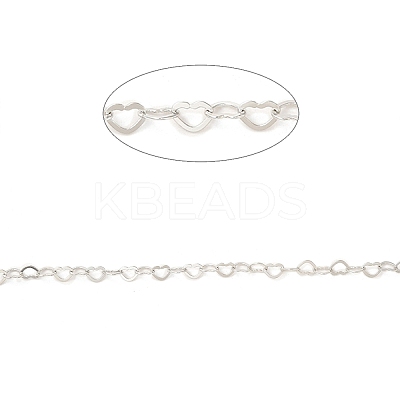 Anti-Tarnish Rhodium Plated 925 Sterling Silver Heart Link Chains STER-NH0001-28A-P-1