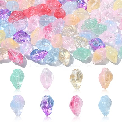 100Pcs 10 Colors Transparent Spray Paint Glass Beads GLAA-CJ0002-72-1