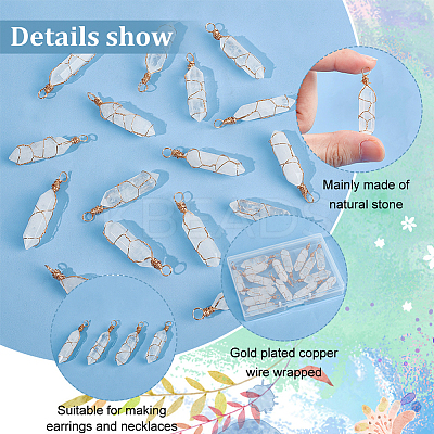20Pcs Natural Quartz Crystal Pendants PALLOY-AB00128-1