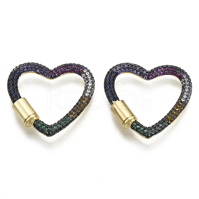 Brass Micro Pave Cubic Zirconia Screw Carabiner Lock Charms LS-ZIRC-N039-016B-NF-1