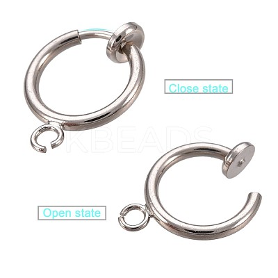 Brass Clip-on Hoop Earring Findings KK-P102-01P-1