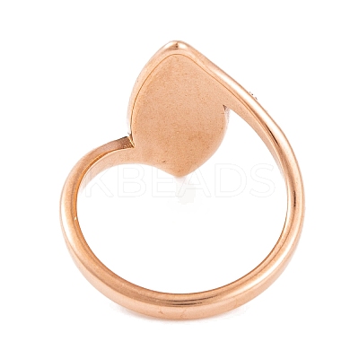 304 Stainless Steel Horse Eye Finger Ring for Women RJEW-C086-27-RG-1