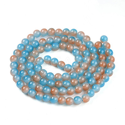 Baking Paint Imitation Jade Glass Round Bead Strands DGLA-N003-8mm-06-1