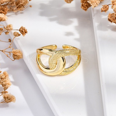 Rack Plating Brass Cuff Finger Rings for Women RJEW-M028-06G-1