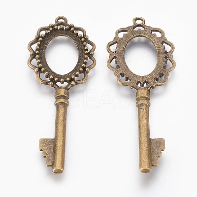 Tibetan Style Open Back Pendant Cabochon Settings TIBEP-A22169-AB-FF-1