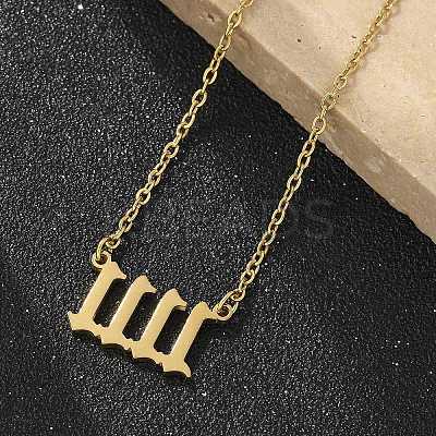 304 Stainless Steel Number 11:11 Pendant Necklaces NJEW-NH0002-01G-04-1