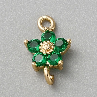 Light Gold Plated Brass Pave Glass Connector Charms KK-CJC0001-38KCG-01-1