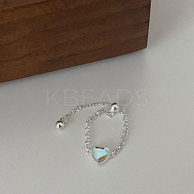 Adjustable 925 Sterling Silver Chain Finger Rings FS-WG5585A-01-1-1