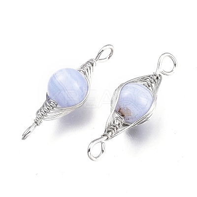 Natural Blue Lace Agate Links Connectors X-G-K305-A05-P-1