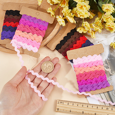 4 Cards 2 Styles Polyester Wavy Fringe Trim Ribbon DIY-GF0009-48E-1