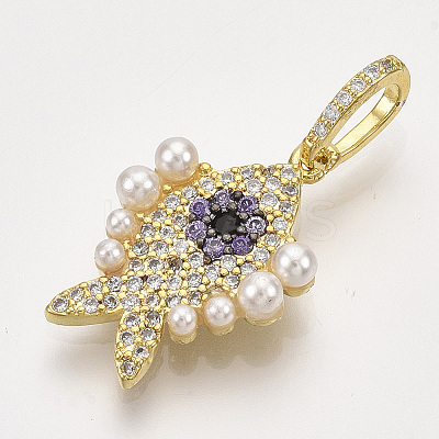 Brass Micro Pave Cubic Zirconia Pendants ZIRC-T006-67G-1