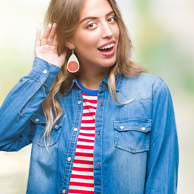8 Pairs 8 Style PU Imitation Leather Teardrop with Sport Theme Pattern Dangle Earrings EJEW-AN0001-79-1