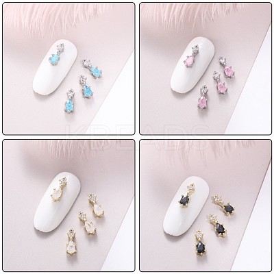 Chinese lute Shape Brass Micro Pave Clear Cubic Zirconia Nail Gems Set MRMJ-T015-40-M-1