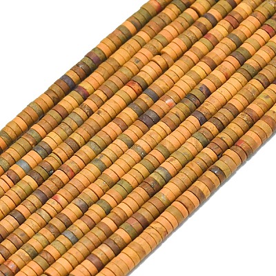 Natural Yellow Ocean Jasper Beads Strands G-P575-B32-4x1mm-1