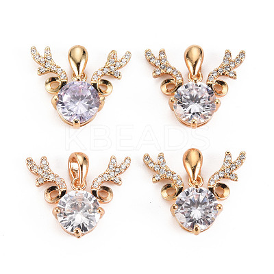 Brass Micro Cubic Zirconia Pendants GLAA-S193-014-1