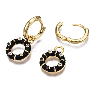 Brass Micro Pave Cubic Zirconia Huggie Hoop Earrings EJEW-T014-42G-NF-1