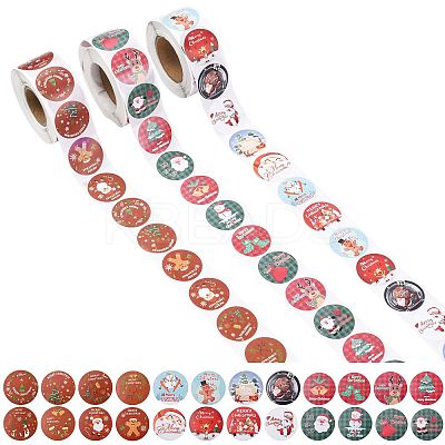 3 Rolls 3 Styles Christmas Round Dot Self Adhesive Paper Stickers Roll DIY-FS0010-32B-1